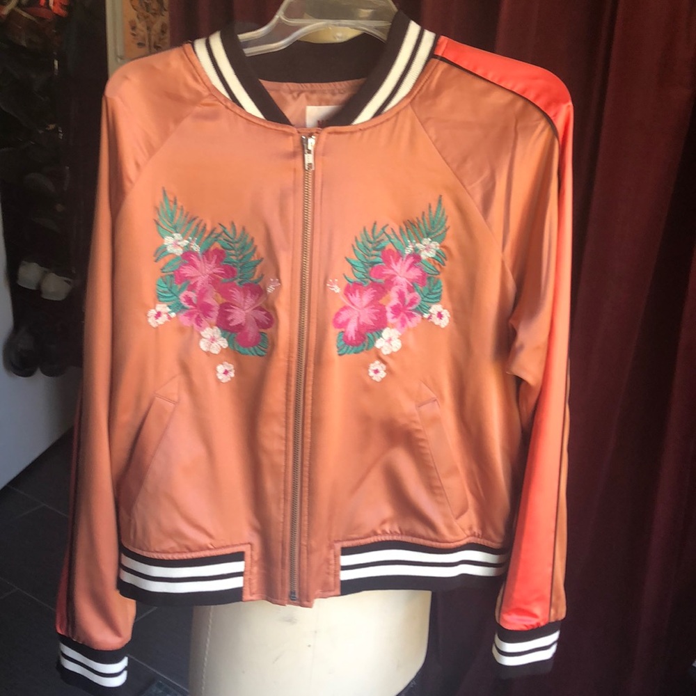 Mossimo satin embroidered jacket tropical